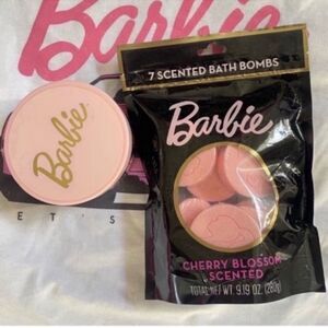 NEW BARBIE Cherry Scented Sugar Scrub 17.6oz + Barbie Bath Bombs LOT 

#barbie